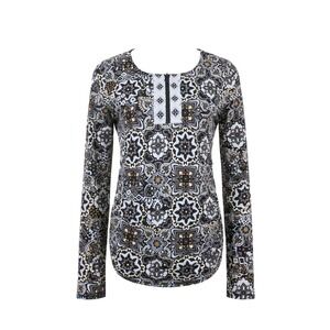 AmberNoon II Dr. Erum Ilyas UPF 50‎ Half-Zip Printed Rash Guard Top Sz XXS Boho